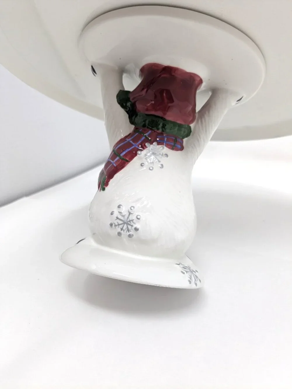 Pfaltzgraff Christmas Pedestal Plate Snow Bear Holiday Cake or Petit Four NIB